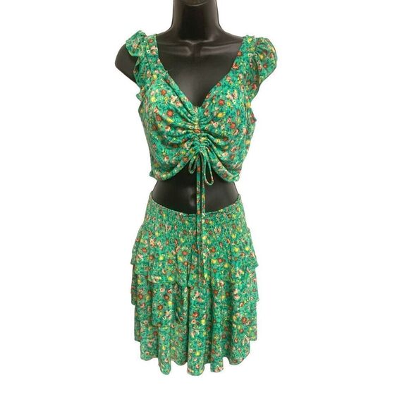 2 Piece Floral Patterned Skort And Top Set - Picture 1 of 8
